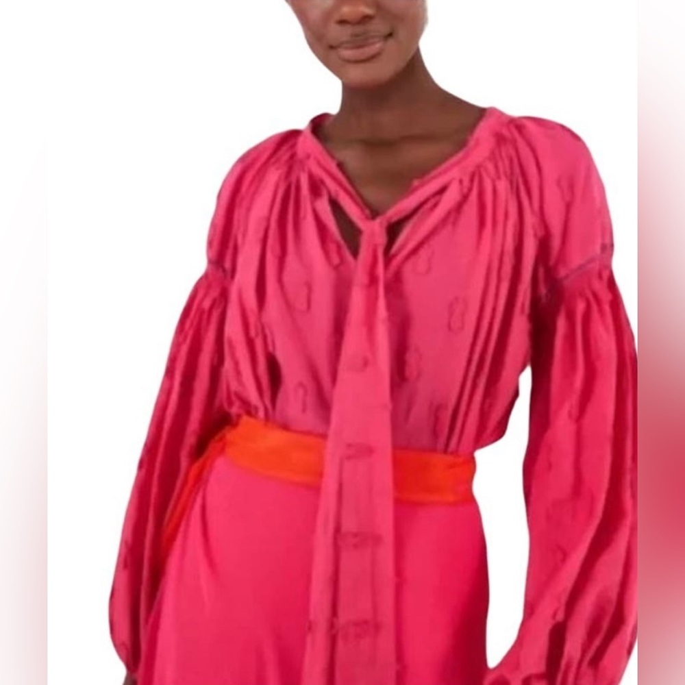 Farm Rio hot pink pineapple blouse size L